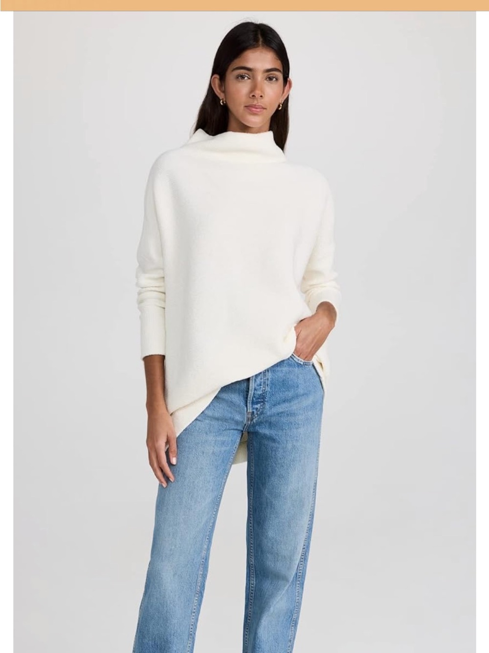 Free People Ottoman Slouchy Tunic Sweater in Ecru, size XS